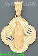 14K Gold Virgin of Guadalupe Stamp Charm Pendant