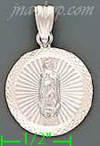 14K Gold Virgin of Guadalupe Round Stamp Charm Pendant