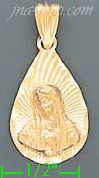 14K Gold Virgin Teardrop Stamp Charm Pendant