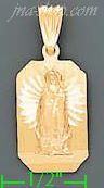 14K Gold Virgin of Guadalupe Rectangular Stamp Charm Pendant