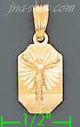 14K Gold Crucifix Rectangular Stamp Charm Pendant