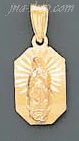 14K Gold Virgin of Guadalupe Rectangular Stamp Charm Pendant