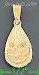 14K Gold Baptism Teardrop Stamp Charm Pendant