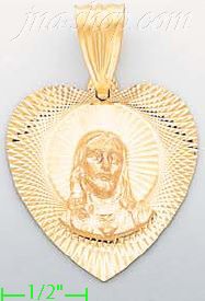14K Gold Jesus Sacred Heart Stamp Charm Pendant