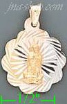 14K Gold Virgin of Guadalupe Flower 3Color Stamped CZ Charm Pend