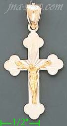 14K Gold Cross Crucifix 3Color Stamped CZ Charm Pendant