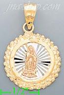 14K Gold Virgin of Guadalupe Stamp Charm Pendant