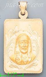14K Gold Jesus Sacred Heart Engraved Charm Pendant
