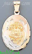 14K Gold Virgin of Guadalupe 3Color Engraved Charm Pendant