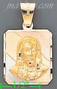 14K Gold Jesus Sacred Heart 3Color Engraved Charm Pendant