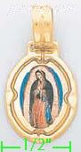 14K Gold Virgin of Guadalupe Picture Charm Pendant