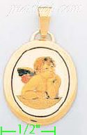 14K Gold Angel Picture Charm Pendant