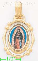 14K Gold Virgin of Guadalupe Picture Charm Pendant