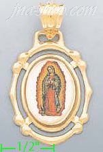 14K Gold Virgin of Guadalupe Picture Charm Pendant