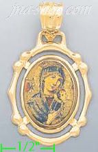 14K Gold Madonna & Child Picture Charm Pendant