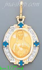 14K Gold Sacred Heart of Jesus Onyx Charm Pendant