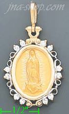 14K Gold Virgin of Guadalupe Onyx Charm Pendant