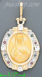 14K Gold Sacred Heart of Jesus Onyx Charm Pendant