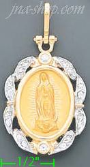 14K Gold Virgin of Guadalupe Onyx Charm Pendant