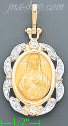 14K Gold Sacred Heart of Jesus Onyx Charm Pendant