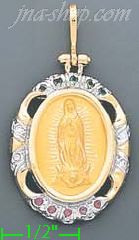 14K Gold Virgin of Guadalupe Onyx Charm Pendant