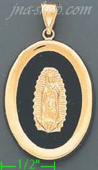 14K Gold Virgin of Guadalupe Onyx Charm Pendant