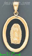 14K Gold Virgin of Guadalupe Onyx Charm Pendant