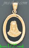 14K Gold Sacred Heart of Jesus Onyx Charm Pendant