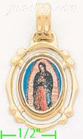 14K Gold Virgin of Guadalupe Picture Charm Pendant