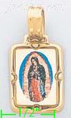 14K Gold Virgin of Guadalupe Picture Charm Pendant