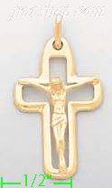 14K Gold Crucifix Italian Cross Charm Pendant