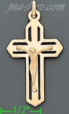 14K Gold Crucifix Italian Cross Charm Pendant