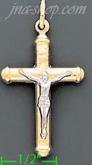 14K Gold Crucifix Italian Cross Charm Pendant