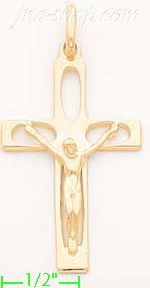 14K Gold Crucifix Italian Cross Charm Pendant