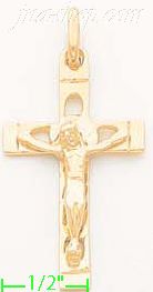 14K Gold Crucifix Italian Cross Charm Pendant