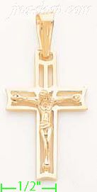 14K Gold Crucifix Italian Cross Charm Pendant