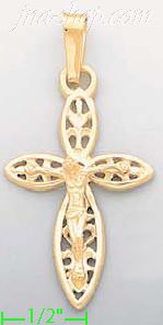 14K Gold Crucifix Italian Cross Charm Pendant