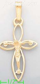 14K Gold Crucifix Italian Cross Charm Pendant