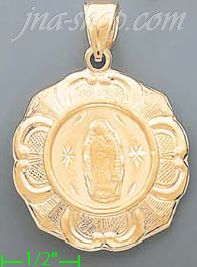 14K Gold Virgin of Guadalupe Hollow Charm Pendant