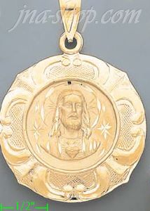 14K Gold Sacred Heart of Jesus Hollow Charm Pendant