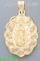 14K Gold Virgin of Guadalupe Hollow Charm Pendant