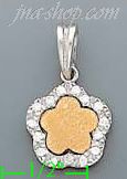 14K Gold CZ Flower Assorted Charm Pendant