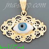 14K Gold Evil Eye Charm Pendant (Brown color)