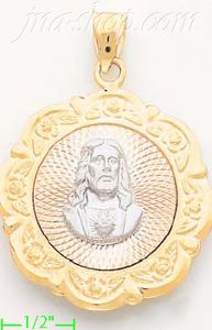 14K Gold Sacred Heart of Jesus w/Roses Assorted Charm Pendant