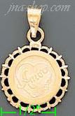 14K Gold Amor Heart Round Assorted Charm Pendant