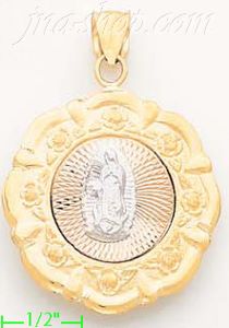 14K Gold Virgin of Guadalupe w/Roses Assorted Charm Pendant