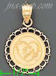 14K Gold Te Amo Heart Round Assorted Charm Pendant