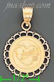 14K Gold Love Heart Round Assorted Charm Pendant