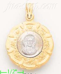 14K Gold Sacred Heart of Jesus w/Roses Assorted Charm Pendant