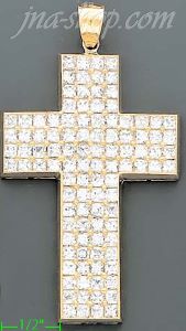 14K Gold Multi CZ Cross Charm Pendant